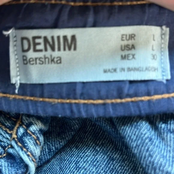 Bershka Denim Blue Denim Ruffle Top, Elastic Waist Skirt Womans Size Large‎ - Picture 3 of 3
